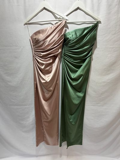 Rochie gala saten verde+roz