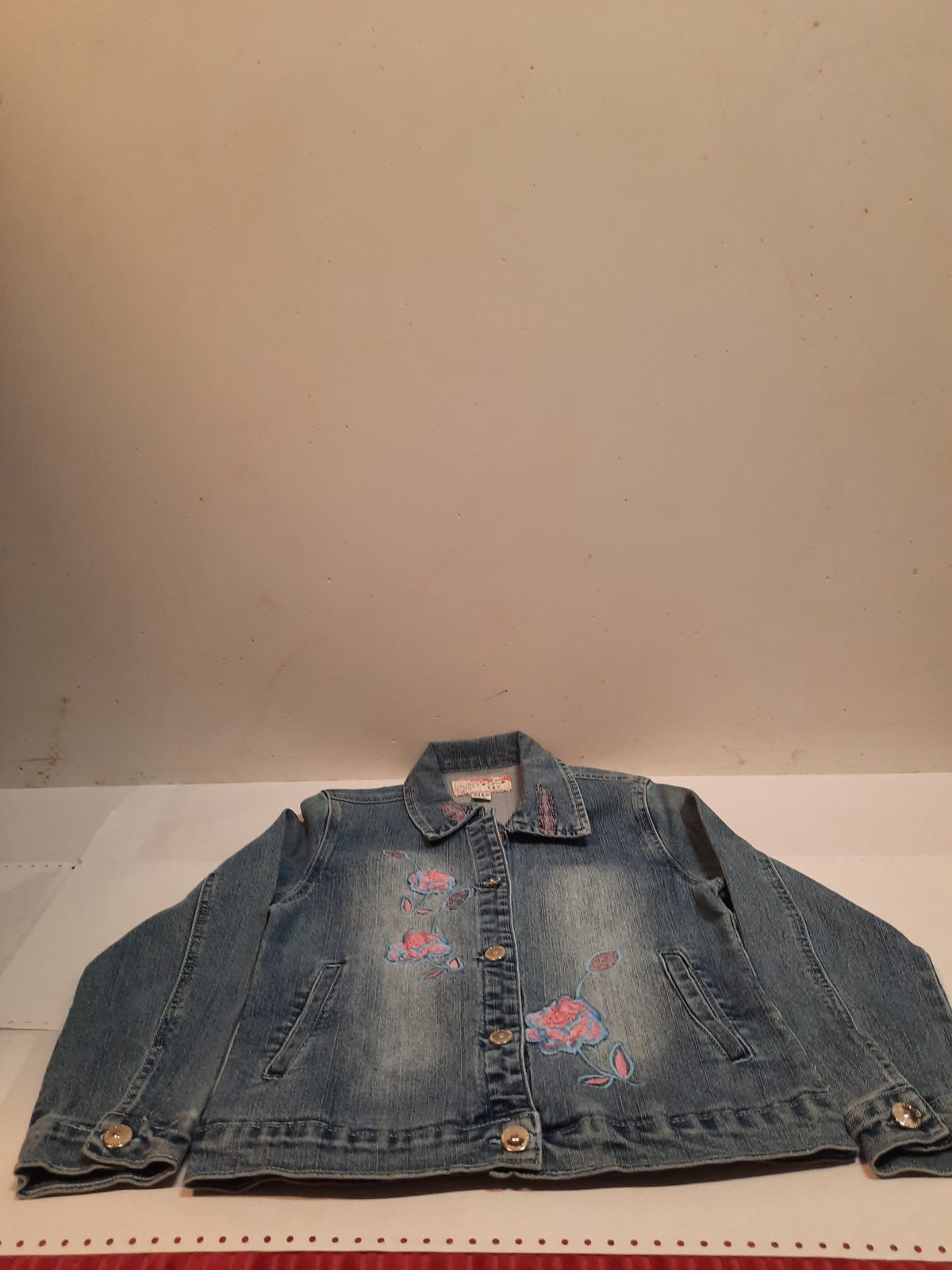 GEACA BLUE JEANS - copii, cu broderie - cu flori, cu nasturi si doua buzunare 1