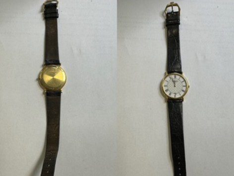 Ceas Raymond Weil Geneve cu cadru si capac placat cu aur 750% şi curea din piele neagră 29,31 grame 1