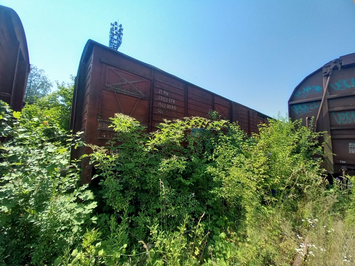 Vagon de marfa- Brasov Triaj- seria GBS, nr.215315020630, linia 4B 1