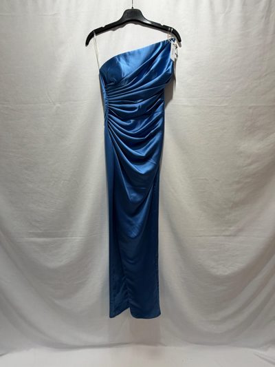 Rochie gala saten albastru 7076